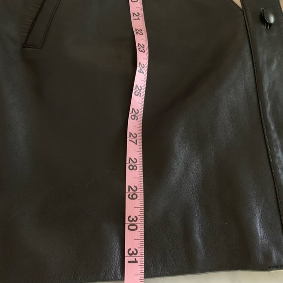 Black soft leather jacket with cream cuffs design details, mandarin collar Large - Picture 10 of 11